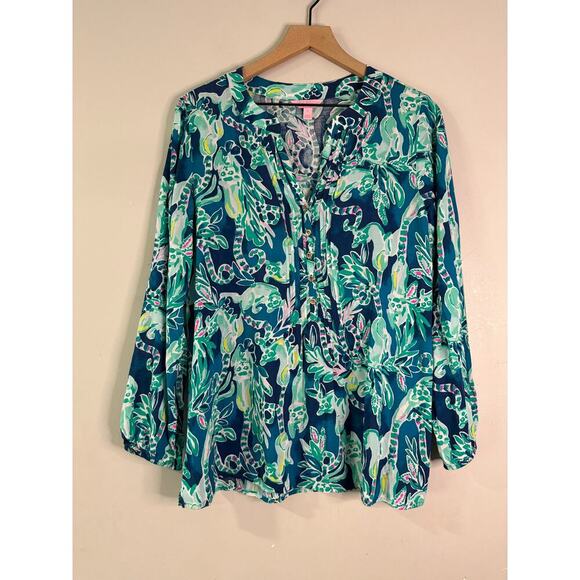 Lilly Pulitzer Harbour Island Tunic Tidal Wave in the Details small - Picture 2 of 6